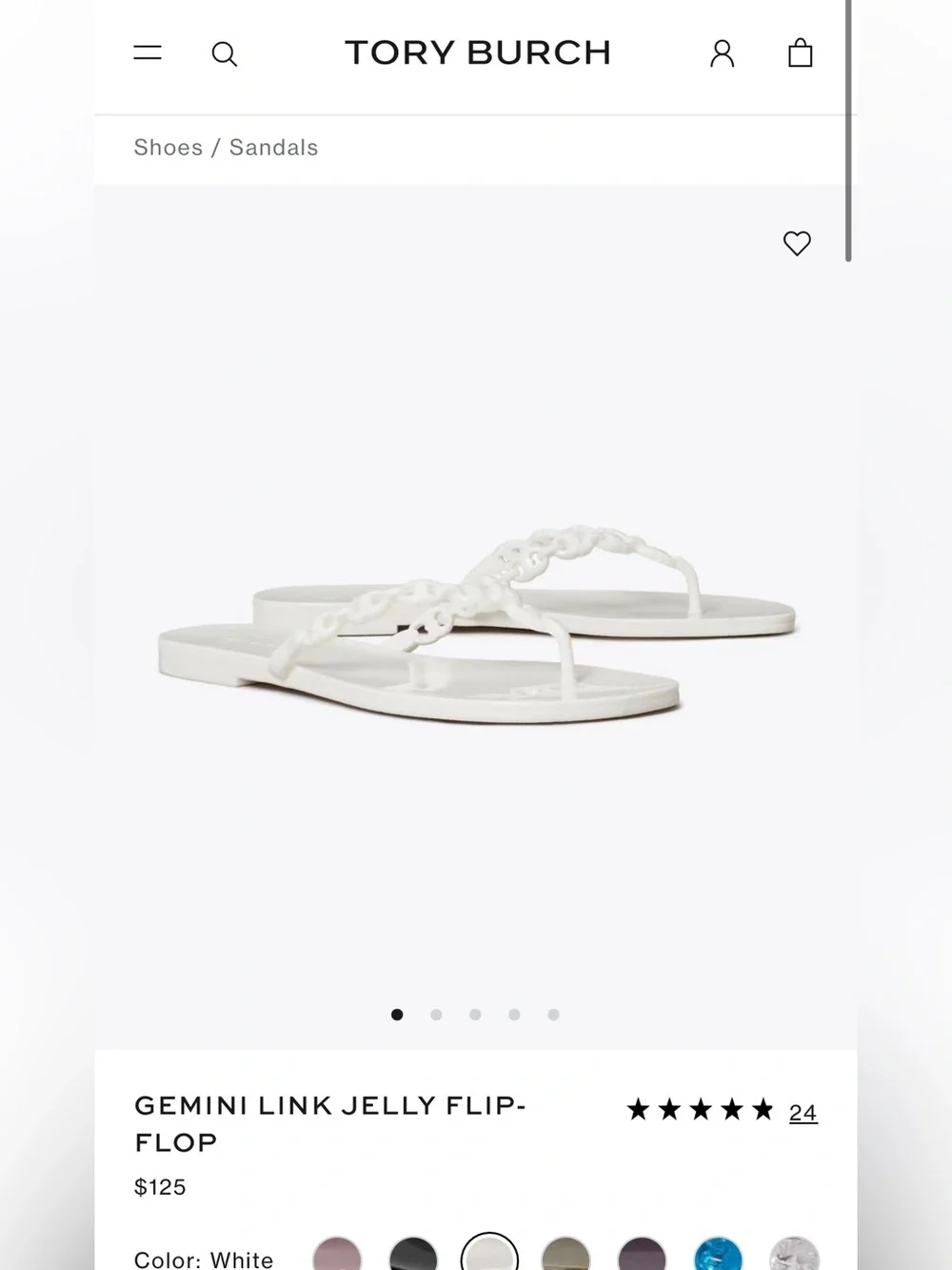 Tory Burch GEMINI LINK JELLY FLIP-FLOP $125 women size 8 gently used  White